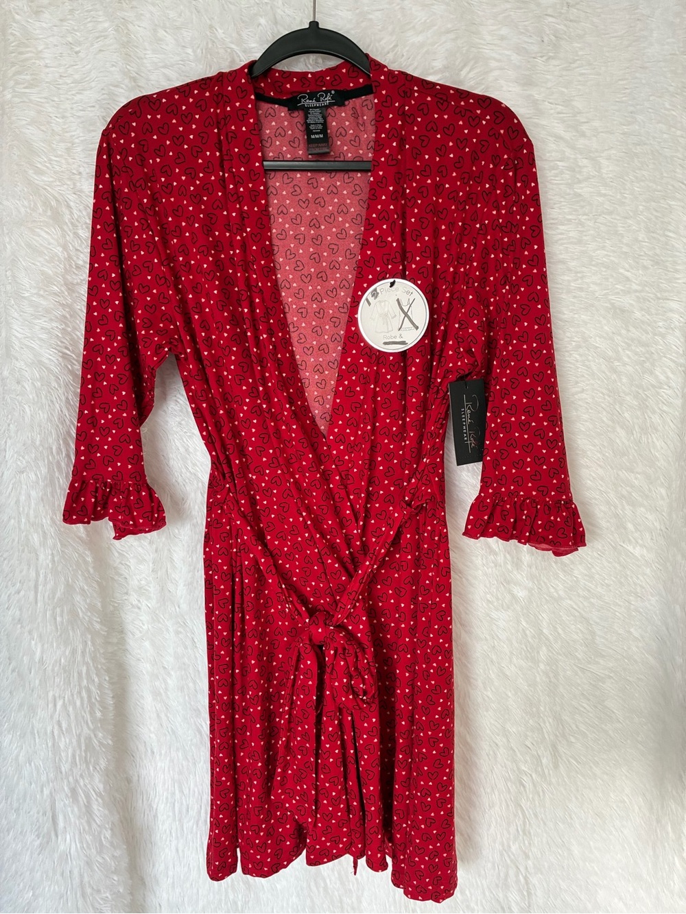 Rene Rofe Red Heart-Print Tie-Waist Robe - Picture 1 of 5
